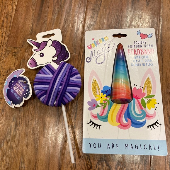 Unicorn Costume Headband & Hair Ties NEW! Rainbow - Picture 2 of 8